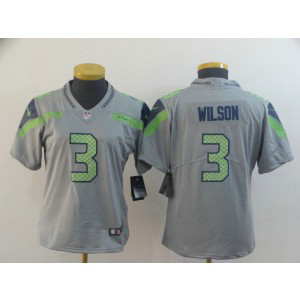 Nike Seahawks 3 Russell Wilson Gray Inverted Legend Limited Women Jersey