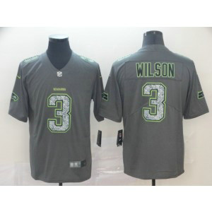Nike Seahawks 3 Russell Wilson Gray Static Vapor Untouchable Limited Men Jersey