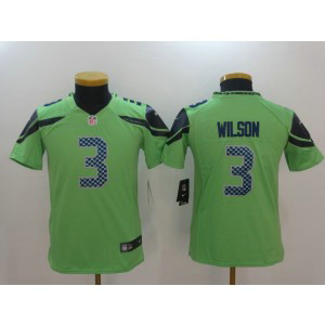 Nike Seahawks 3 Russell Wilson Green Color Rush Youth Limited Jersey