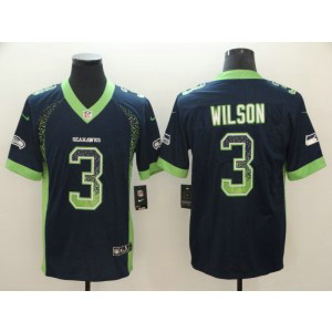 Nike Seahawks 3 Russell Wilson Navy Drift Fashion Vapor Limited Men Jersey