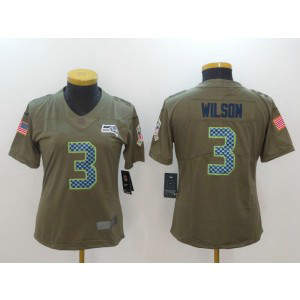 Nike Seahawks 3 Russell Wilson Olive 2017 Salute To Service Limited Women Jersey