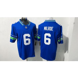 Nike Seahawks 6 Jalen Milroe Blue F.U.S.E. Vapor Limited Men Jersey