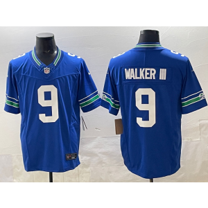 Nike Seahawks 9 Walker III Blue F.U.S.E. Vapor Limited Men Jersey