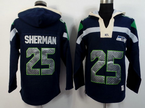 Nike Seattle Seahawks #25 Richard Sherman Navy Blue Team Color 2015 NFL Hoodie