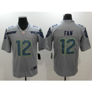 Nike Seattle Seahawks 12 Fan Grey Vapor Untouchable Limited Men Jersey
