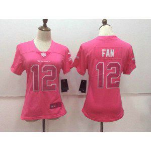 Nike Seattle Seahawks 12 Fan Pink Stitched NFL Limited Rush Fashion Women Jersey