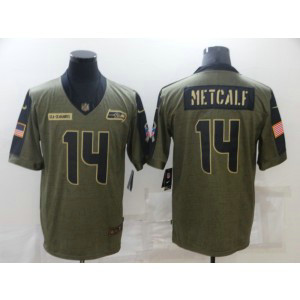 Nike Seattle Seahawks 14 D.K. Metcalf 2021 Olive Salute To Service Limited Men Jersey