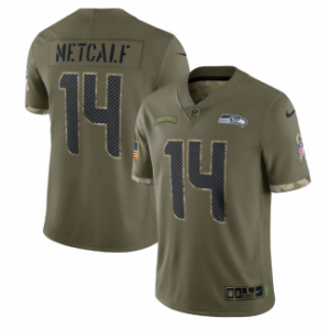 Nike Seattle Seahawks 14 DK Metcalf Olive 2022 Salute To Service Limited Men Jersey