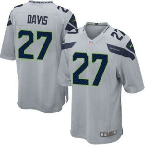 Nike Seattle Seahawks 27 Mike Davis Gray Men Jersey