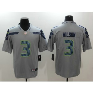 Nike Seattle Seahawks 3 Russell Wilson Grey Vapor Untouchable Limited Men Jersey