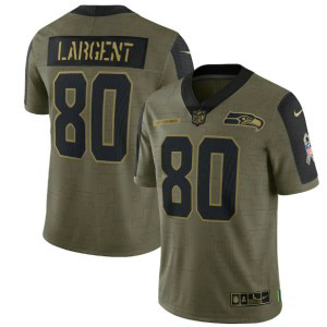 Nike Seattle Seahawks 80 Steve Largent 2021 Olive Salute To Service Limited Men Jersey