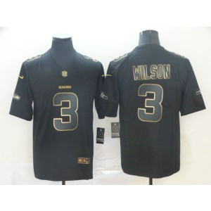 Nike Seattle Seahawks No.3 Russell Wilson Black Gold Vapor Untouchable Limited Men Jersey