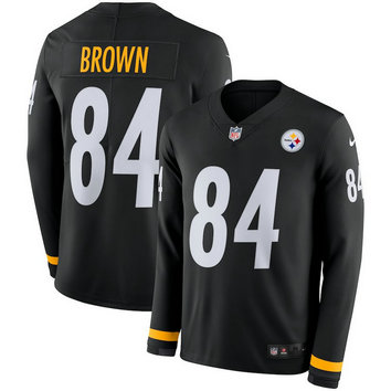 Nike Steelers #84 Antonio Brown Black Long Sleeve Limited Jersey