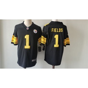 Nike Steelers 1 Justin Fields Black Color Rush Limited Men Jersey