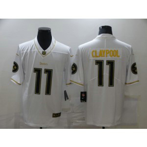 Nike Steelers 11 Chase Claypool White Gold Vapor Limited Men Jersey