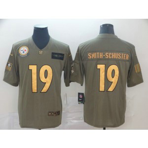 Nike Steelers 19 JuJu Smith Schuster 2019 Gold Olive Salute To Service Limited Men Jersey