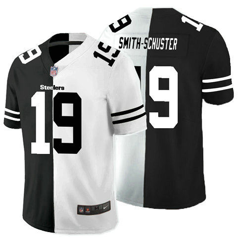 Nike Steelers 19 JuJu-Smith Schuster Black And White Split Vapor Untouchable Limited Jersey