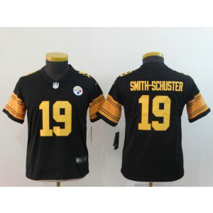 Nike Steelers 19 JuJu Smith-Schuster Black Color Rush Youth Jersey