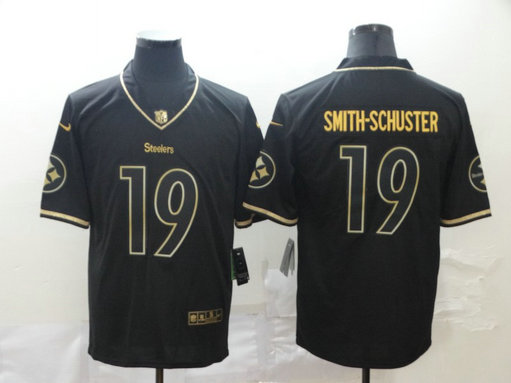 Nike Steelers 19 JuJu Smith-Schuster Black Gold Throwback Vapor Untouchable Limited Jersey
