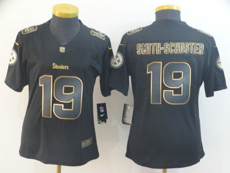 Nike Steelers 19 JuJu Smith-Schuster Black Gold Women Vapor Untouchable Limited Jersey
