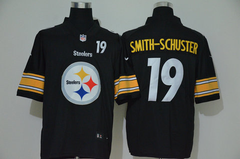 Nike Steelers 19 JuJu-Smith Schuster Black Team Big Logo Number Vapor Untouchable Limited Jersey