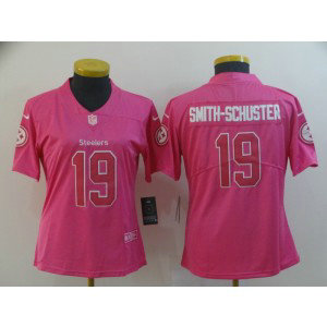 Nike Steelers 19 JuJu Smith-Schuster Pink Women Jersey