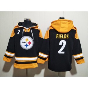 Nike Steelers 2 Justin Fields Black Ageless Must-Have Lace-Up Pullover Hoodie