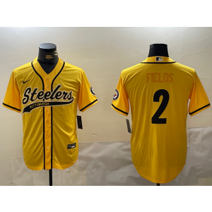Nike Steelers 2 Justin Fields Yellow Vapor Baseball Limited Men Jersey