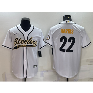 Nike Steelers 22 Najee Harris White Vapor Baseball Limited Men Jersey