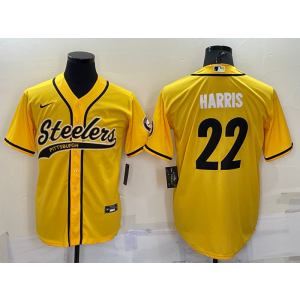 Nike Steelers 22 Najee Harris Yellow Vapor Baseball Limited Men Jersey
