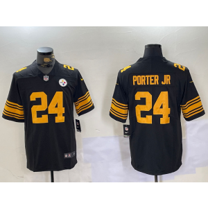 Nike Steelers 24 Joey Porter Jr. Black Color Rush Limited Men Jersey