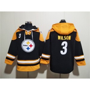 Nike Steelers 3 Russell Wilson Black Ageless Must-Have Lace-Up Pullover Hoodie
