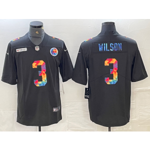 Nike Steelers 3 Russell Wilson Black Rainbowl Vapor Limited Men Jersey
