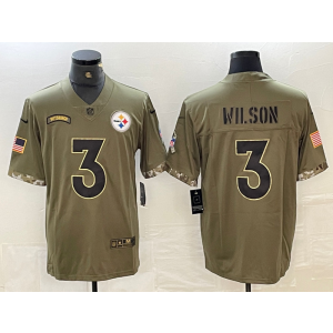 Nike Steelers 3 Russell Wilson Olive Salute To Service Vapor Limited Men Jersey