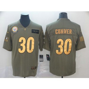 Nike Steelers 30 James Conner 2019 Olive Gold Salute To Service Limited Men Jersey