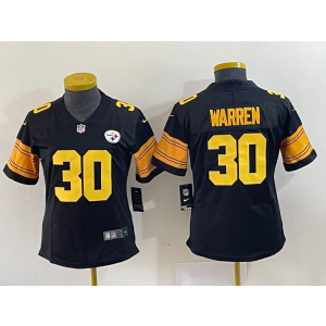 Nike Steelers 30 James Conner Black Color Rush Limited Women Jersey