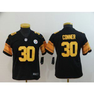 Nike Steelers 30 James Conner Black Color Rush Limited Youth Jersey