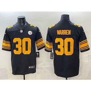 Nike Steelers 30 Jaylen Warren Black Yellow Vapor Limited Men Jersey