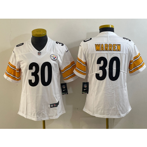 Nike Steelers 30 Jaylen Warren White Vapor Untouchable Limited Women Jersey
