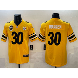 Nike Steelers 30 Warren Yellow Vapor Limited Men Jersey