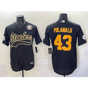 Nike Steelers 43 Troy Polamalu Black Baseball Vapor Limited Men Jersey