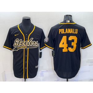 Nike Steelers 43 Troy Polamalu Black Yellow Vapor Baseball Limited Men Jersey