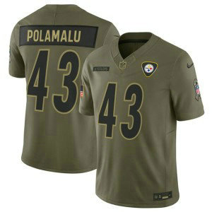 Nike Steelers 43 Troy Polamalu Olive 2025 Salute to Service F.U.S.E. Vapor Limited Men Jersey