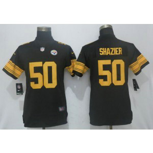 Nike Steelers 50 Ryan Shazier Black Color Rush Limited Women Jersey