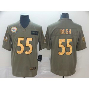 Nike Steelers 55 Devin Bush 2019 Gold Olive Salute To Service Limited Men Jersey