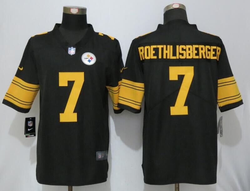 Nike Steelers 7 Ben Roethlisberger Black Color Rush Limited Jersey