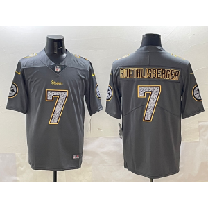 Nike Steelers 7 Ben Roethlisberger Grey Vapor Limited Men Jersey