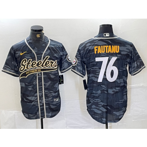 Nike Steelers 76 Troy Fautanu Black Camo Vapor Baseball Limited Men Jersey
