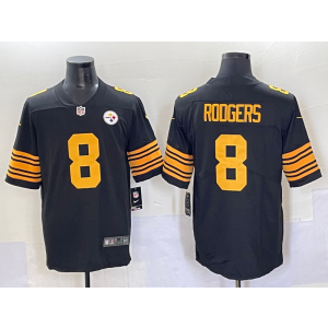 Nike Steelers 8 Aaron Rodgers Black Color Rush Vapor Limited Men Jersey