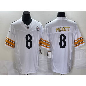 Nike Steelers 8 Kenny Pickett White 2023 F.U.S.E Vapor Limited Men Jersey